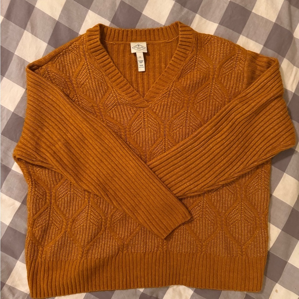 Women's Burnt Orange V-Neck Sweater